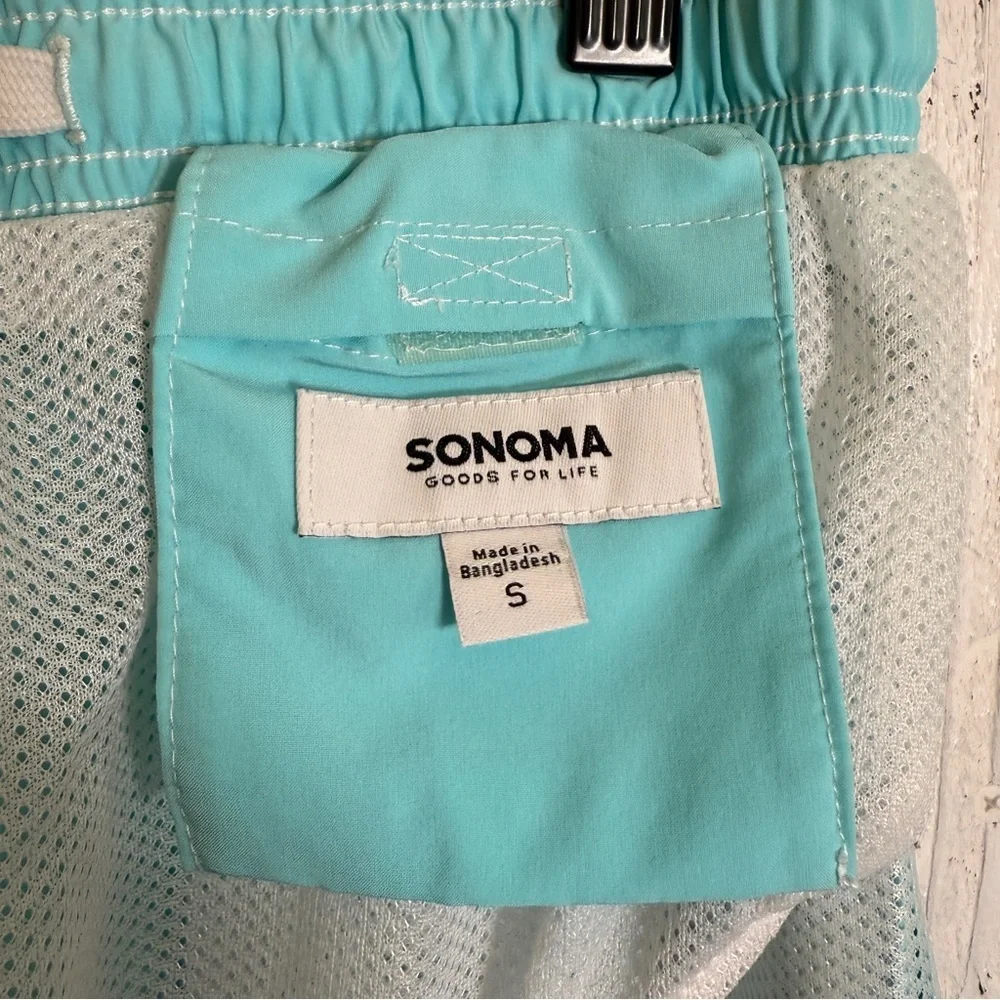 Sonoma Swim Trunks Board Shorts Men’s Size Small Turquoise Lined Beach Lake Pool